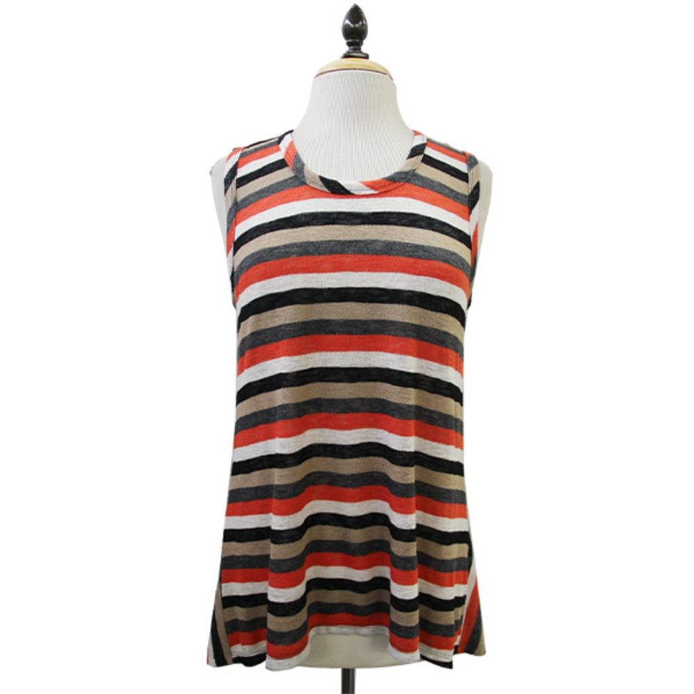 Stripe Button Back Tank